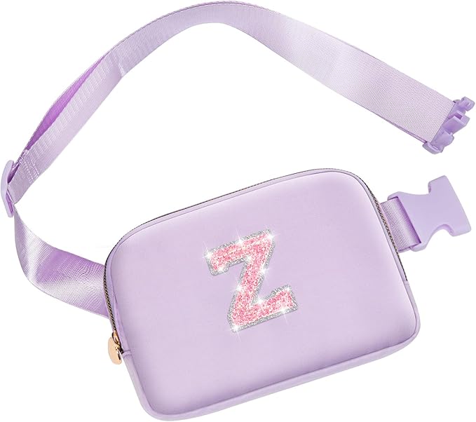 Cute Gifts for Girls Teens, Birthday Gifts for Sister Daughter Her, Travel Essentials, Teen Girl Essentials, Waist Packs Teen Trendy Stuff Belt Bag Crossbody Initial Letter Bag (Lavender, Z)
