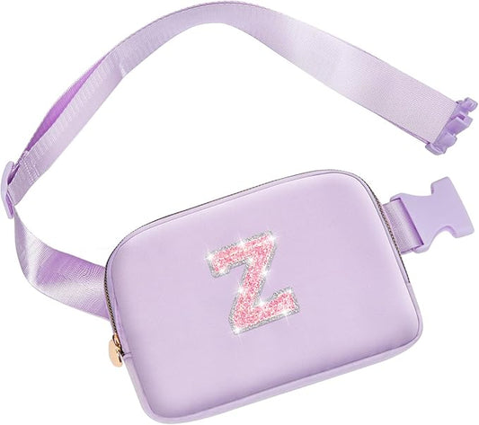 Cute Gifts for Girls Teens, Birthday Gifts for Sister Daughter Her, Travel Essentials, Teen Girl Essentials, Waist Packs Teen Trendy Stuff Belt Bag Crossbody Initial Letter Bag (Lavender, Z)