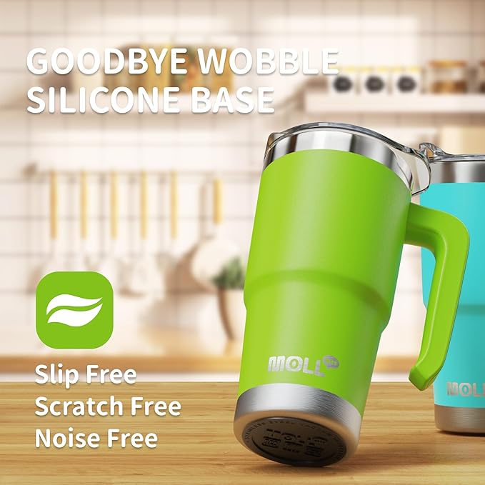 16 oz Tumbler with Handle Reusable Stainless Steel Vacuum Insulated Tumbler Cups with Lid and Straw for Women, Girls (Apple Green)