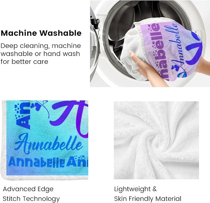 Custom Girl Blanket with Name Personalized Butterfly Blanket Customized Soft Throw Blanket for Newborn Toddler Teens Baby Shower Birthday