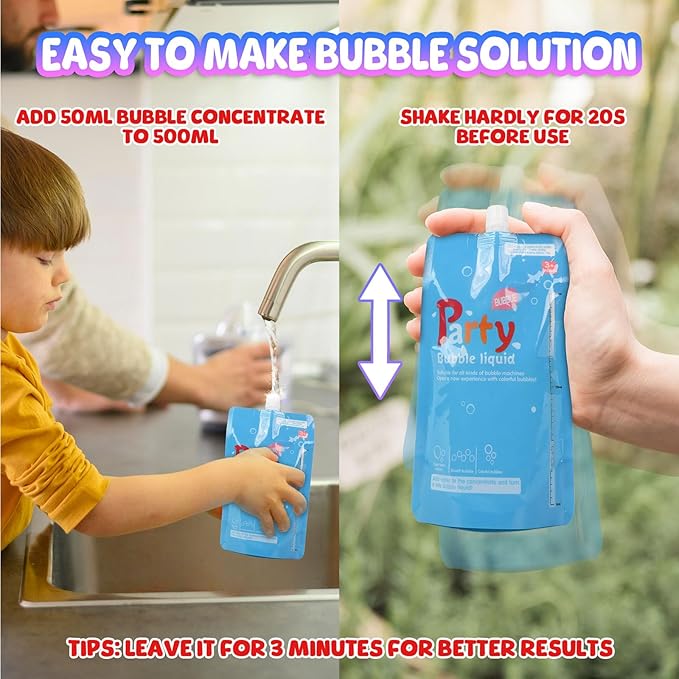 Bubble Machine, Automatic Bubble Blower for Kids Toddlers, 8000+ Bubbles Per Minute, 90° 200° Oscillating Electric Plug-in or Batteries Bubble Maker Toys for Outdoor Birthday Party - White