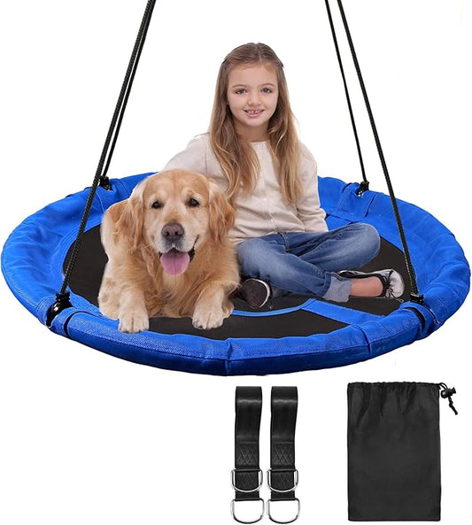 RedSwing 43" Flying Saucer Swing for Kids Outdoor, Large Round Tire Swings for Trees and Swingset, Strong Heavy Duty for Outside Playground, 500LBS Weight Capacity, Blue