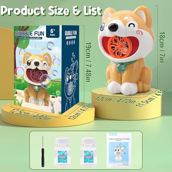 Dog Bubble Machine Toys for Kids 3-8 Years Old: Bubble Blower Maker with 2 Solutions, Light & Music Outdoor Party Toy, Birthday Gift for 3 4 5 6 7 8 Year Old Girls Boys