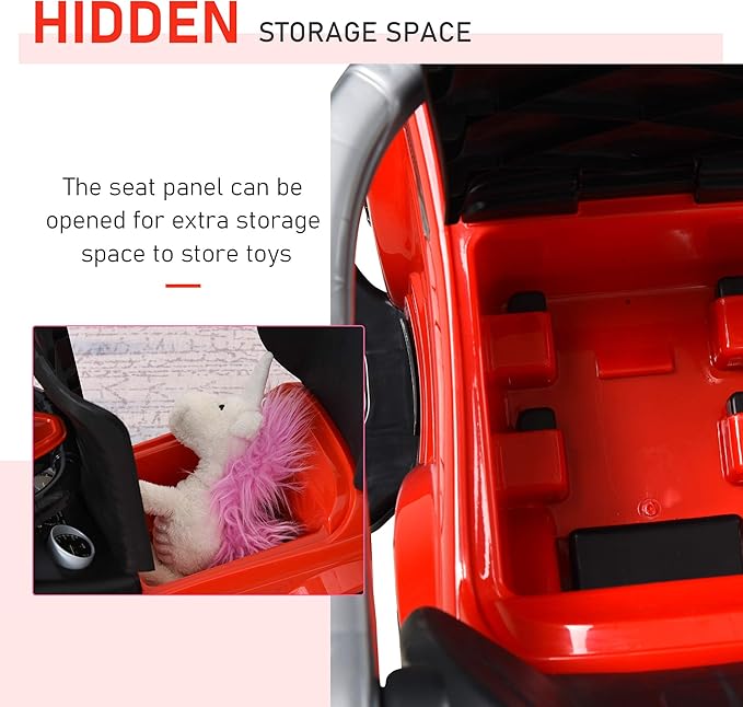 Aosom 2 in 1 Push Cars for Toddlers Kid Ride on Push Car Stroller Sliding Car with Horn Music Light Function Secure Bar Ride on Toy for Boy Girl 1-3 Years Old Red