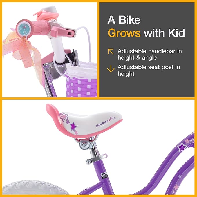 RoyalBaby Girls Bike Classic & EZ Kids Bike, Balance and Pedal Bicycle, 12 14 16 18 20 Inch Toddlers to Big Kids 3-10 Years