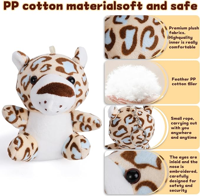 12 Pcs Small Stuffed Animal Bulk - 4.5 Inch Fluffy Stuffies, Animals Keychain Decoration, Stocking Stuffers for Kids, Carnival Prizes, Classroom Treasure Box, Pinata Stuffers