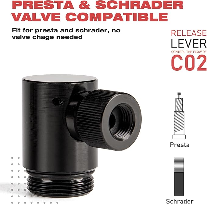 CO2 Inflator Kits, Presta and Schrader Valve Compatible, CO2 Bike Tire Pump for Mountain and Road Bicycles