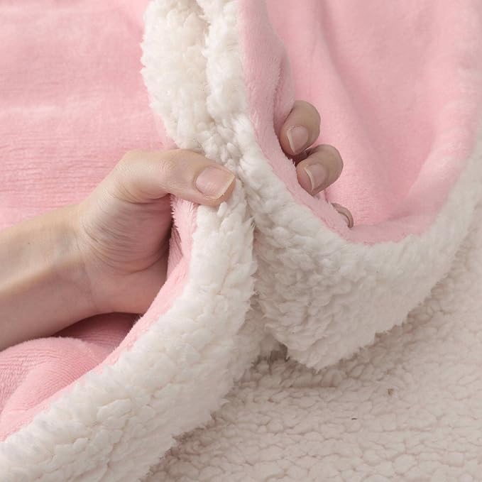 NANPIPER King Size Sherpa Blanket, Soft Fleece Throw for Bed, Reversible Thick Fuzzy Blanket for Winter (Pink, 90x108 inches)