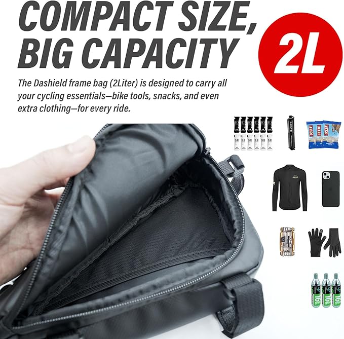 Bike Frame Bag Waterproof Bicycle Triangle Pouch, Storage Bag Strap-On, Mountain Road Bike MTB Cycling Bike Acessories, 2L