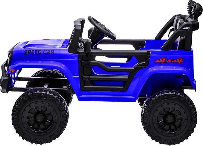 12V Ride On Car, Electric Car for Kids, Ride on Toys, Kids Cars with 3 Speeds Adjustable, Bluetooth, Parent Remote Control, Spring Suspension, AUX Port-Blue