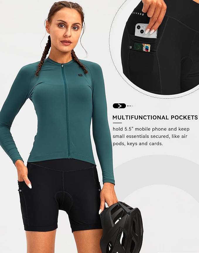 Women's 4D Padded Bike Shorts 5"/7" Riding Underwear Cycling Bicycle Road Biking Cycle Shorts for Women Zipper Pockets