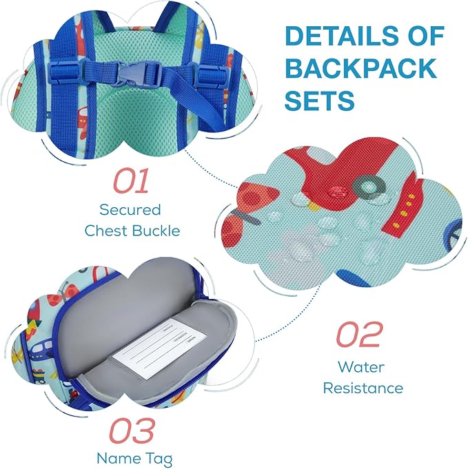 mommore Kids Backpack for Boys Girls Preschool Kindergarten Backpacks Lightweight Elementary School Bookbag with Lunch Box