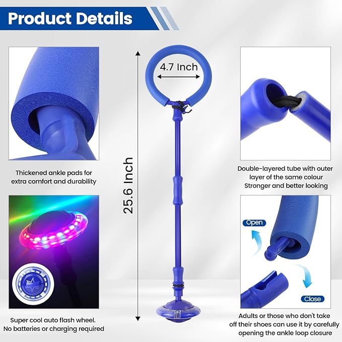 Skip Ball for Kids with Flashing Lights - Indoor Outdoor Game Fitness Toys for Kids, Cool Christmas Birthday Gifts Toys for Girls Boys Age 6 7 8 9 10+ Year Old