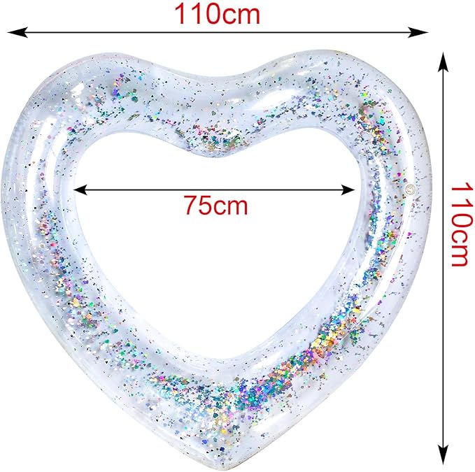 ZHUYNXIR Heart Swimming Pool Float Loungers Tube, Water Fun Beach Party Toys for Kids，Birthday Scene Layout Props.