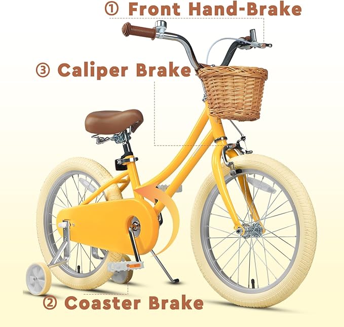 Petimini Girls Bike with Basket for 2-12 Years Old Kids, 12 14 16 18 20 Inch Bicycle with Bell Training Wheels Basket, Multiple Colors