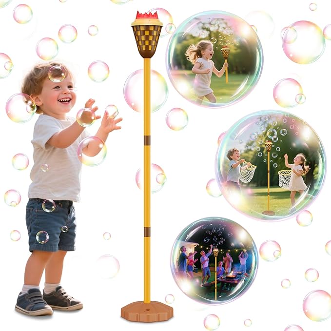 Christmas Bubble Machine for Kids, Garden Lamp Bubble Toy with Colorful Lighting and Music for Toddlers, Rechargable Bubbles Blower Maker Outdoor Toys for Halloween Birthday Christmas Party