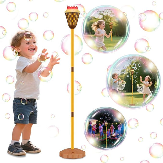Christmas Bubble Machine for Kids, Garden Lamp Bubble Toy with Colorful Lighting and Music for Toddlers, Rechargable Bubbles Blower Maker Outdoor Toys for Halloween Birthday Christmas Party