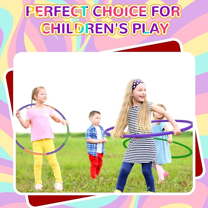 Sratte 12 Pcs Toy Hoop for Kid Detachable Adjustable Toy Hoop Colored Exercise Ring Plastic Circle for Kid Teen Gymnastics Equipment Require Self Assembly(28 Inch,Purple,Green,Orange)