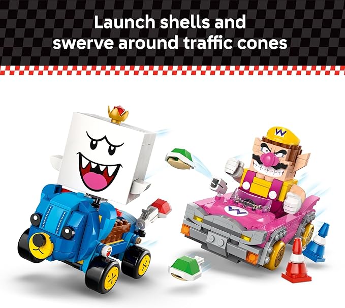 LEGO Super Mario: Mario Kart – Wario & King Boo Building Toy for Kids - Buildable Car Toys W/Drifting Action for Boys & Girls, Ages 8+ - Pretend Play Gift Idea for Birthdays & Any Gaming Fans - 72038