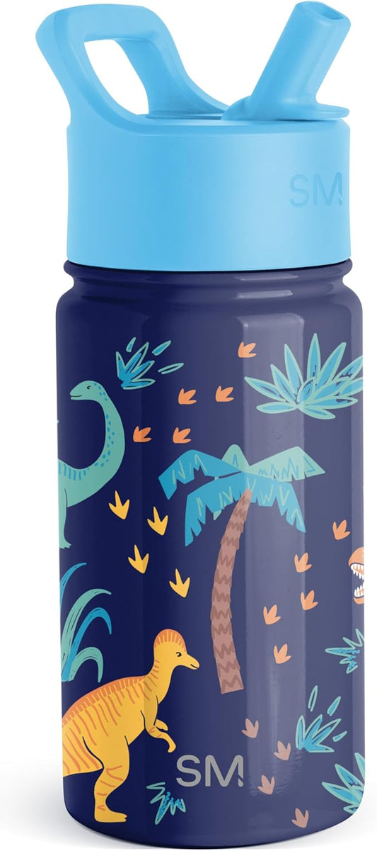 Simple Modern Kids Summit Water Bottle with Straw Lid | 14oz Stainless Steel Cup Insulated Tumbler for Toddlers, School | Jurassic Jungle