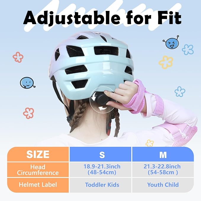Kids Bike Helmet, 2 Size Adjustable for Youth Toddler Boys & Girls 3-5-8-10-12-14 Years, Child Helmets with Visor for Skating Cycling Scooter