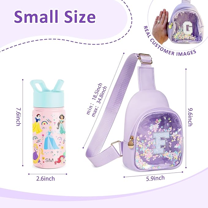 COSHAYSOO Purple Toddler Little Girls Purse 2 3 4 5 6 7 Year Old Kids Sling Bag Initial Crossbody Pouch, Stylish Trending Cute Birthday Christmas Presents Halloween Thanksgiving Gift Ideas Letter F