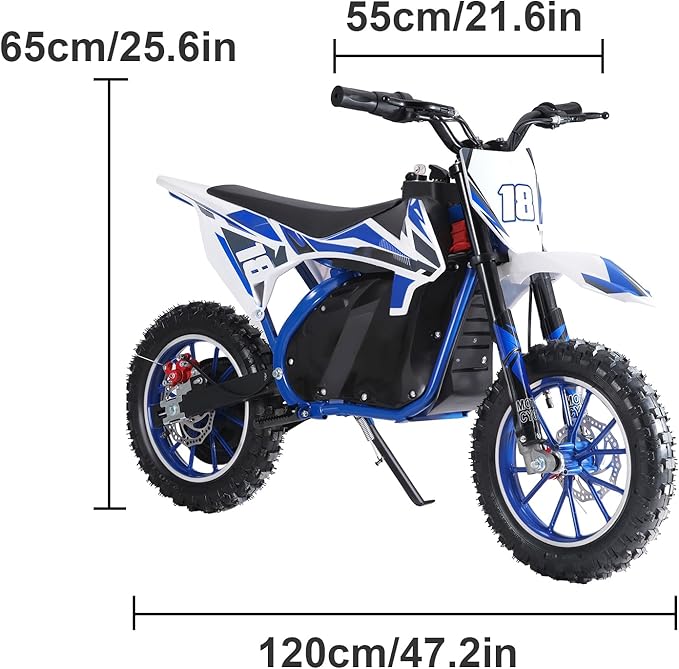 Electric Dirt Bike for Kids Teens Adults, 350W Mid-Drive Motor and 15.5MPH Electric Motorcycle with 36V/7.5AH Battery Ebike, Full Suspensions Mountain Off-Road E Bike, Hydraulic Brakes
