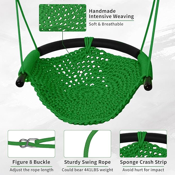 Hi-Na Kids Tree Swing Seat for Kids Rope Swing Seat, Indoor Swing for Kids Outdoor, Backyard Swing Tree Swing Seat Door Swing (Green)