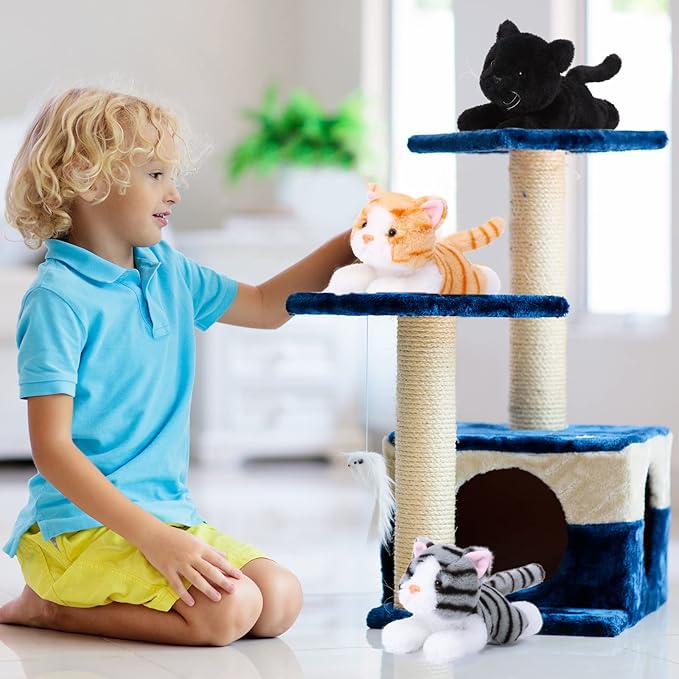 3 Pcs 9 Inch Cat Stuffed Animal Plush Gift Operation Christmas Cute Kitten Plush Toys Small Cat Stuffed Animal Sleeping Gifts for Boys Girls Pet Party Favors(Stylish Style)