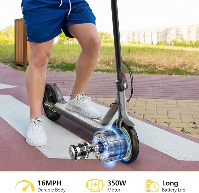 Electric Scooter Adults, Powerful 350W E-Scooter, Max 19 Mph & 15-19 Miles Range Scooters, Folding Scooters with 8.5" Solid Tires, Commuting Scooter Kick Scooter with APP Control (Seats Optional)