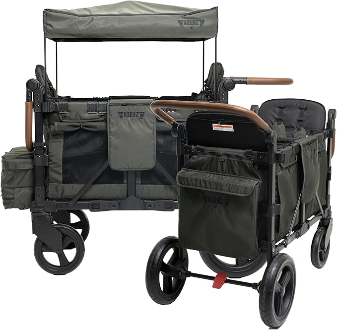Keenz XC EVO - Luxury Comfort Stroller Wagon | Foldable 2 Passenger with Adjustable Canopy | Green