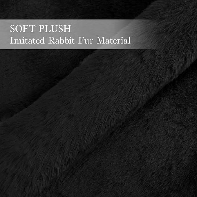 2ft Black Small Bear Shag Rug, Soft Fluffy Faux Sheepskin Fur Rug Fuzzy Shaggy Area Rug Cute Plush Carpet for Nursery Kids Girls Bedroom Room Aesthetic Living Room Floor Home Decor, Black