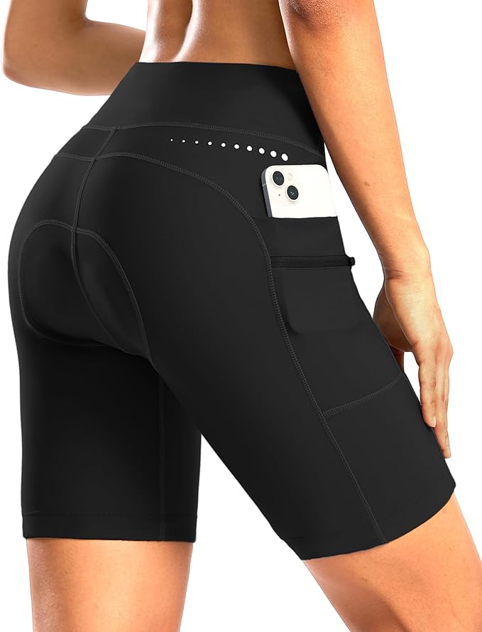 Women's 4D Padded Bike Shorts 5"/7" Riding Underwear Cycling Bicycle Road Biking Cycle Shorts for Women Zipper Pockets