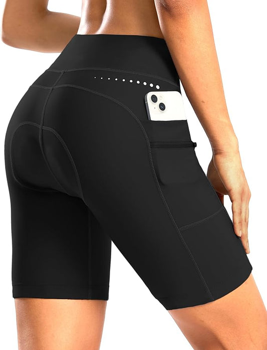 Women's 4D Padded Bike Shorts 5"/7" Riding Underwear Cycling Bicycle Road Biking Cycle Shorts for Women Zipper Pockets