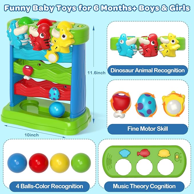 Toys for Toddlers 1 2 Years Old, Musical Montessori Toy for Baby 12-18 Months, Interactive Feeding Toys with Light, Cause and Effect Game for 12+ Months, Christmas Birthday Gifts for Boys Age 1-2