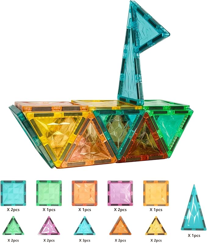 Magnetic Tiles 100-Piece Set for Kids, Magnetic Building Blocks STEM Toys for Age 3+ Boys and Girls, Educational Magnet Construction Tiles for Creativity & Learning