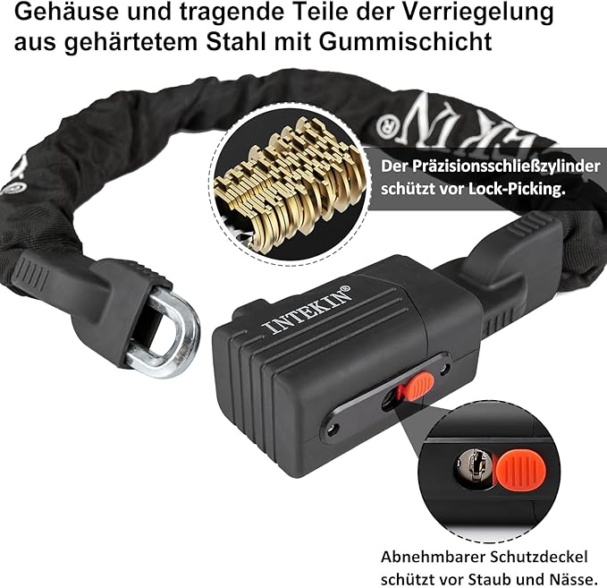 Bike Chain Lock 3FT/4FT/5FT Heavy Duty Bike Lock Anti-Theft Bicycle Chain Lock 8mm/10mm Thicker Bicycle Lock Chain Bike Lock with 3 Keys for Bike, Motorcycle