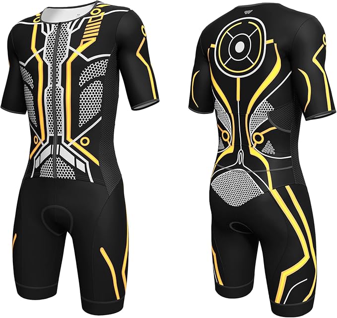 Logas Men‘s Triathlon Suit Trisuit Race Skinsuit Cycling Speed Suit Swimskin Bike Swim Run