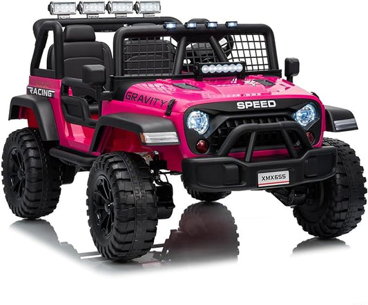 24V 2 Seater Kids Electric Truck with Parent Remote Control, 4WD Ride on Car for Toddlers & Kids 4-8, 100Min Battery, Dual Motor, All Terrain Electric Vehicle Gift for Boys Girls