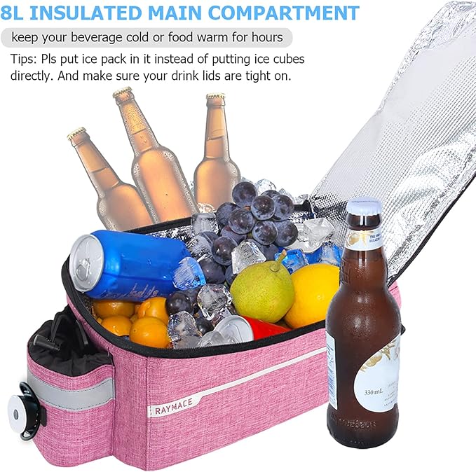 RAYMACE Bike Rear Rack Bag with Tail Light, Bike Truck Cooler Bag for Warm or Cold Items