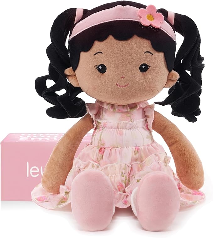 LeyaDoll Soft Baby Doll Toys (16''), My First Baby Rag Doll for 1 Year-Old Girl Birthday Gift, Christmas Plush Toys Gift for Toddler Kids Infants-Princess Petal