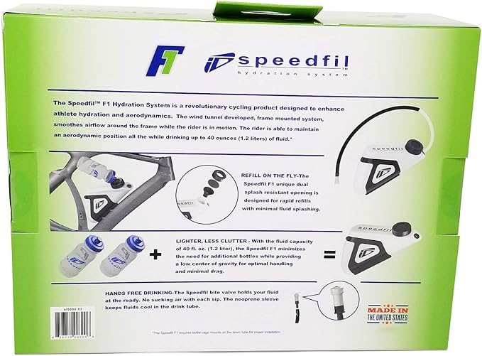 Speedfil F1 Bicycle Water Bottle, Hands-Free Frame Mounted Hydration System with Refill Port