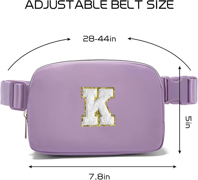 Gitus Birthday Gifts for 8 9 10 11 12 13 Year Old Girls Personalized Fanny Pack Crossbody Bags with Initial Letter Patch Belt Bag for Teen Girls Cute Trendy Stuff Travel Essentials (Lavender-K)