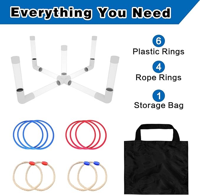 MOLACHI Ring Toss Games for Adults and Kids,Yard Games,Outdoor Indoor Games with LDE Light,Easy to Set Up w/Compact Carry - Backyard Toys,Christmas Party Toss Game for The Whole Family