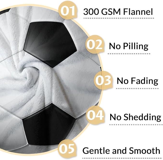 Soccer Throw Blanket - Soft, Fuzzy & Warm - 40x50 Inches Crib Size Blanket for Couch, Office - Green Cute Throw Gift for Girls, Boys