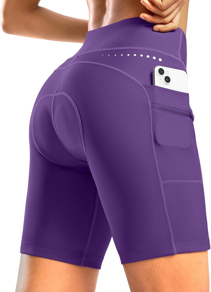 Women's 4D Padded Bike Shorts 5"/7" Riding Underwear Cycling Bicycle Road Biking Cycle Shorts for Women Zipper Pockets