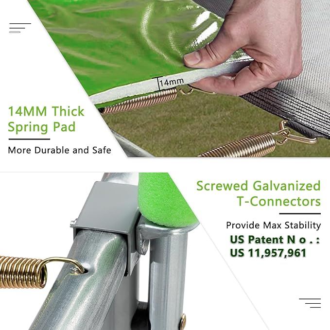 SKOK Trampoline 8FT 10FT 12FT 14FT 15FT Trampolines with Enclosure Net, 400LBS Outdoor Trampolines for Kids with Basketball Hoop-ASTM Approved Trampoline for Children and Adults with Ladder