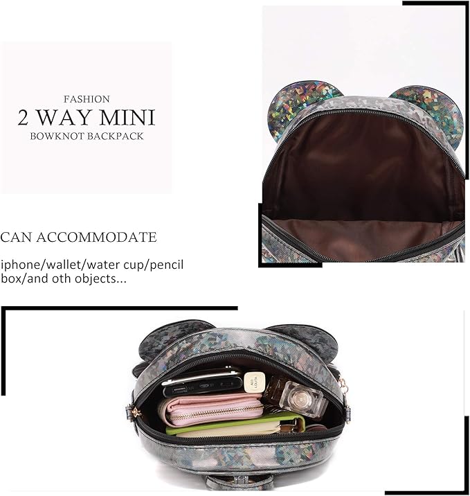 KL928 Girls Mini Backpack Bowknot Polka Dot Cute Small Daypacks Convertible Shoulder Bag Purse for Women