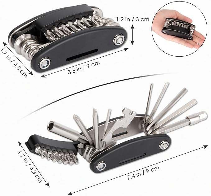 WOTOW Bike Repair Tool Kit - 21 in 1 Bicycle Multitool Portable Mountain Bike Tool Kit Emergency Maintenance, Bike Hex Key Wrench & Tube Patch Kit & Tire Lever & Hard Carrying Case (21 in 1)
