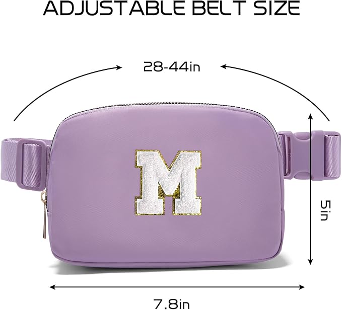 Gitus Birthday Gifts for 8 9 10 11 12 13 Year Old Girls Personalized Fanny Pack Crossbody Bags with Initial Letter Patch Belt Bag for Teen Girls Cute Trendy Stuff Travel Essentials (Lavender-M)